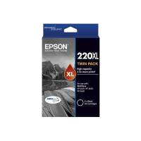 Genuine Epson 220XL Black Ink Cartridge TWIN PACK Page Yield: 2 x 500 pages