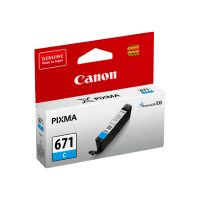 Genuine Canon CLI-671 Cyan Ink Cartridge. Page Yield 345 A4 Pages (ISO/IEC 24711)