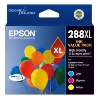 Epson 288XL Genuine High Yield Inkjet Cartridge CMY Value Pack [1C,1M,1Y]